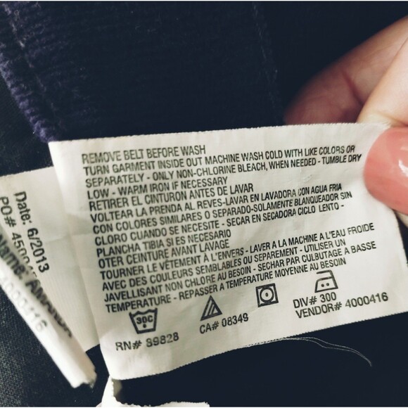 Gloria Vanderbilt Pants Women's 10 Straight Leg Zip Corduroy Midnight Purple - Picture 7 of 10